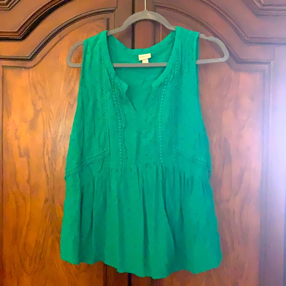 Green Eyelet Textured Tank